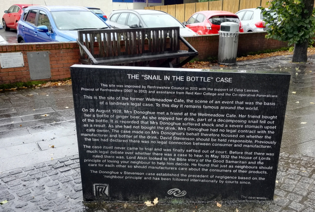 This polished stone tablet marks the spot where the snail was (allegedly) found in the bottle