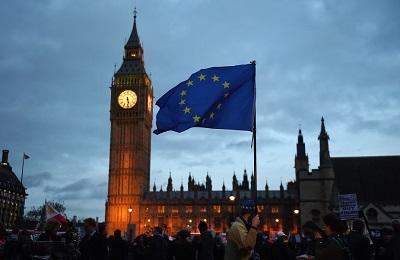 Protests as the Article 50 bill makes its way through parliament. Andy Rain/EPA