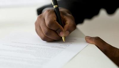 Hand signing document