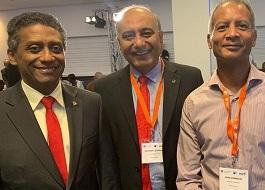 Professor Dev Kodwani, President of the Republic of Seychelles, His Excellency Danny Faure, and Professor John Domingue