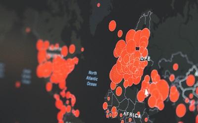 Image of global coronavirus cases by Martin Sanchez, Unsplash.