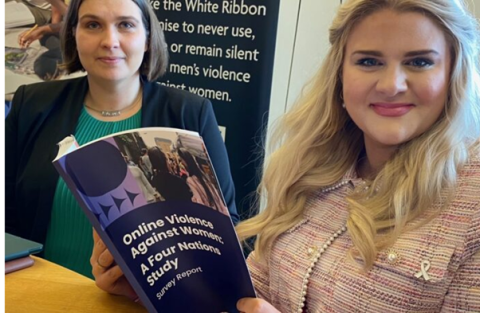 The image shows Professor Olga Jurasz and Alex Davies-Jones, MP