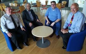 Professor Eddie Abbott-Halpin, Paul Catley (Head of the OU Law School), Professor Chris Newman and Professor Simon Lee